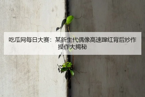 吃瓜网每日大赛：某新生代偶像高速蹿红背后炒作操作大揭秘